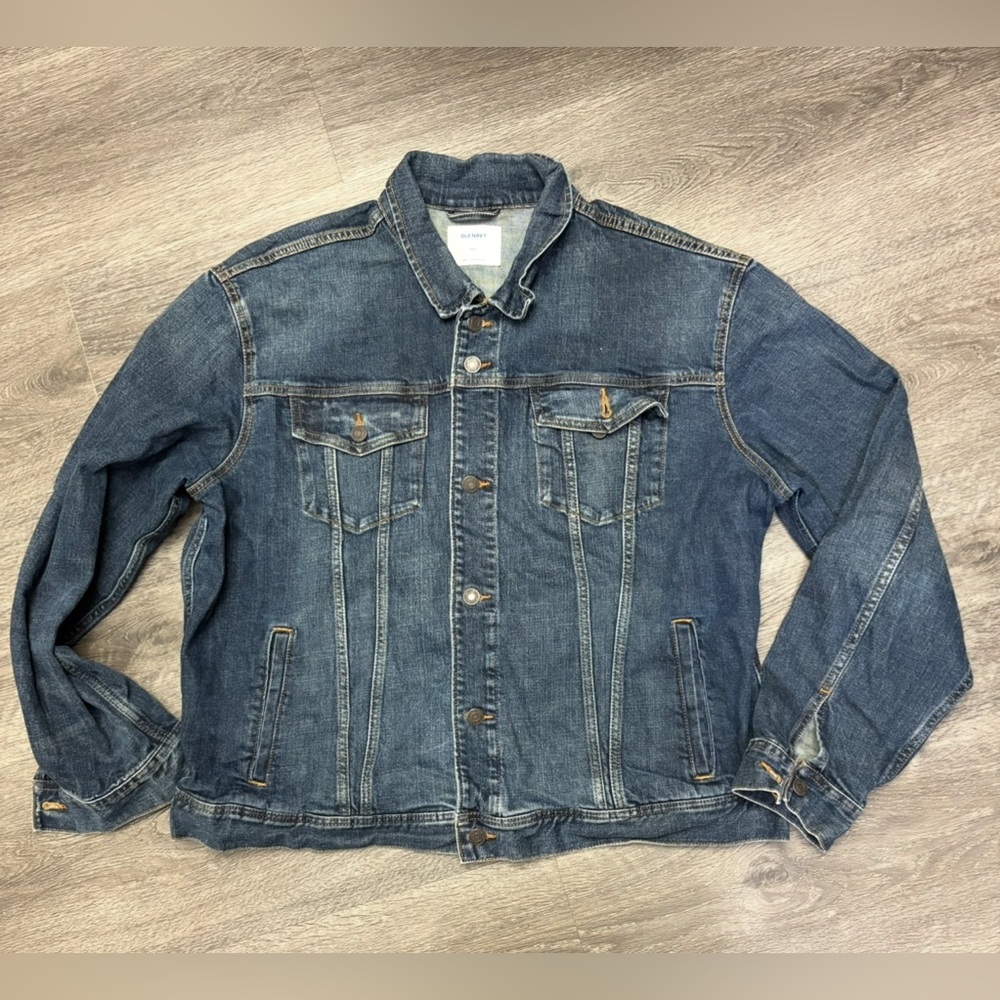 Old Navy Medium Wash Heavy Women’s Denim Jacket Blue Size XXL- Stretch Timeless
